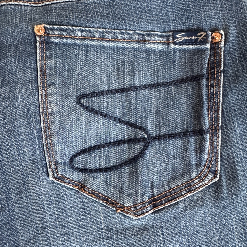 Seven7 Straight Leg Mid-Rise Blue Denim Jeans Size 14 - Picture 9 of 12